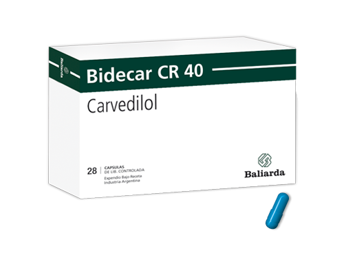 Bidecar CR_40_30.png Bidecar CR Carvedilol angina de pecho Antianginoso betabloqueante Bidecar CR Carvedilol Hipertensión arterial Insuficiencia cardíaca